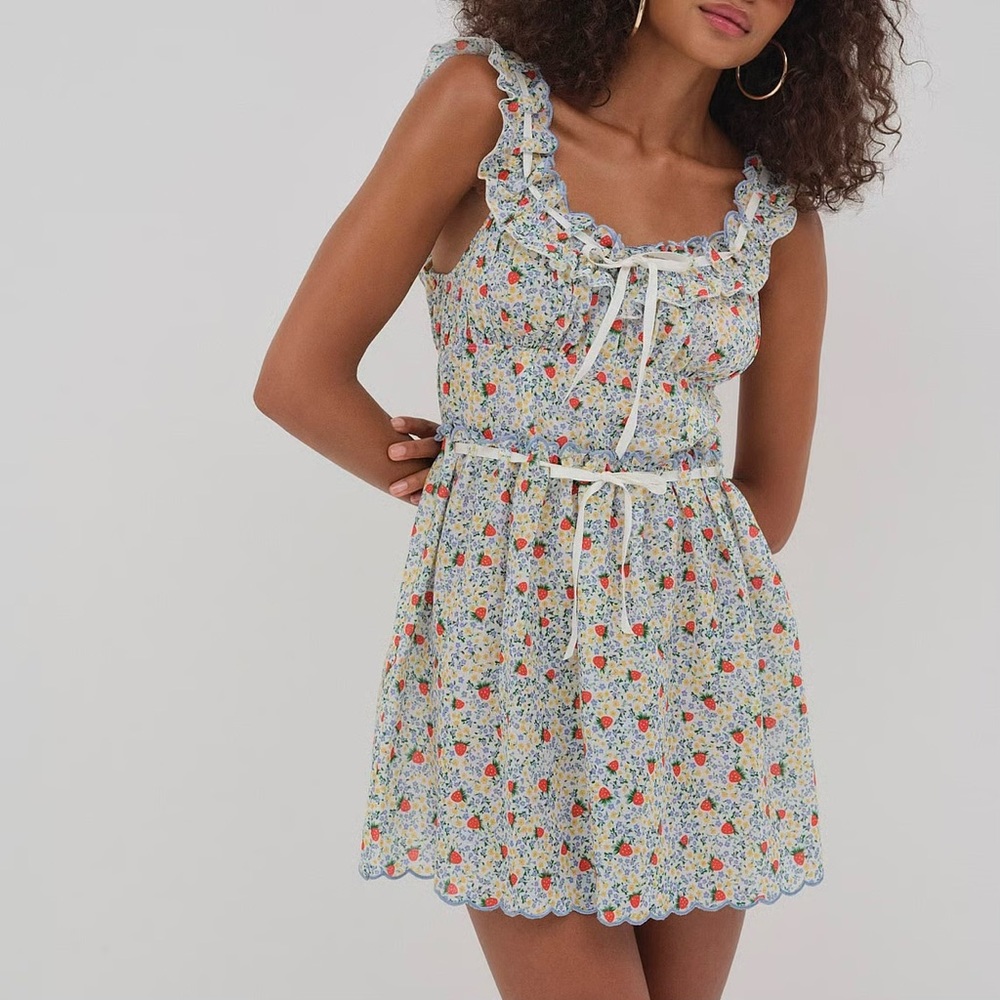 For Love & Lemons Strawberry Kiss Slip Dress